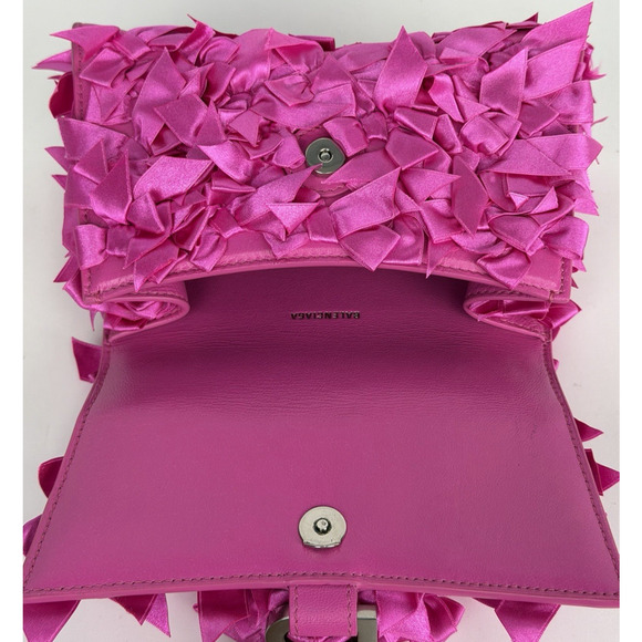 Balenciaga Satin Bow-Embellished Hourglass Top Handle Bag in Fuchsia B1 - Picture 11 of 15